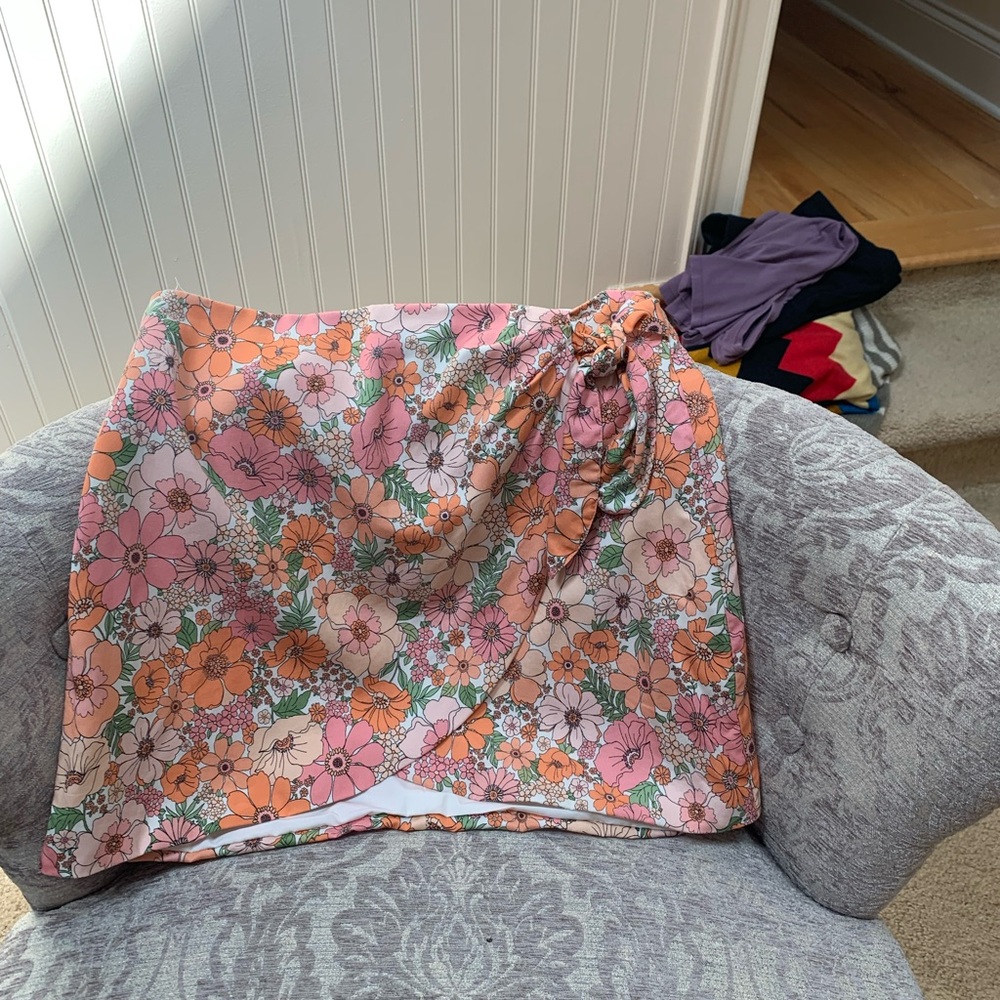 Gianni Bini Floral Mini Skirt in Pink and Orange